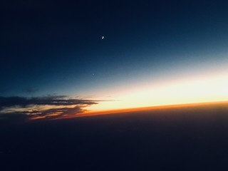 Moon, Venus, and Sunset at 20,000 feet