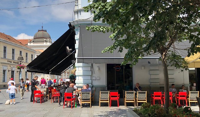 Serbia (Belgrade) Outdoor cafe in the nice pedestrian zone