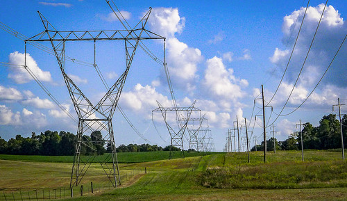 powerlines electriclines transmissionlines electric towers clouds pasture kentucky farm marshall benton draffenville