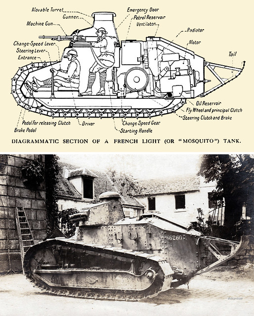 Diagram of internal Layout of French Renault FT-17 Char Mitrailleur 
