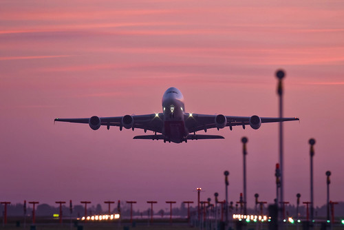 A380 sunset takeoff by Seabird NZ, newzealand canterbury nikond810a christchurch internationalairport evening sunset colors colours sig