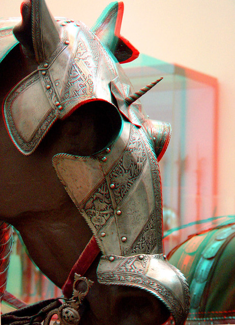 Armoured mask with unicorn spike for war horse in Anachrome 3D