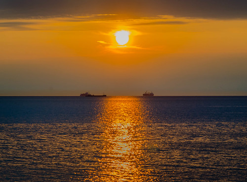 ship sunset evening öresund viken skåne sweden denmark