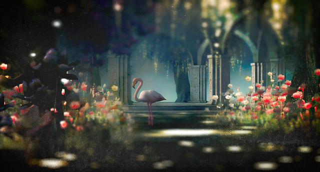 flamingo . {mystical fae forest} .