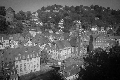 monschau germany deutschland de roadtrip road trip holiday break june 2018 photo view scene scenery landscape vantage point looking down skyline rooftops trees river valley town village vintage rustic timber frame buildings urban old grain black white bw monochrome grayscale grey colourless edit creative photography arty artistic style different sunny day warm canon 700d adobe lightroom outdoors outside light lighting natural castle