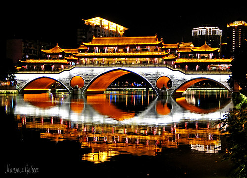 mansoor goheer veranda bridge restaurant river reflection lovely photo picture view image beautiful colour chengdu china funan colorful colourful