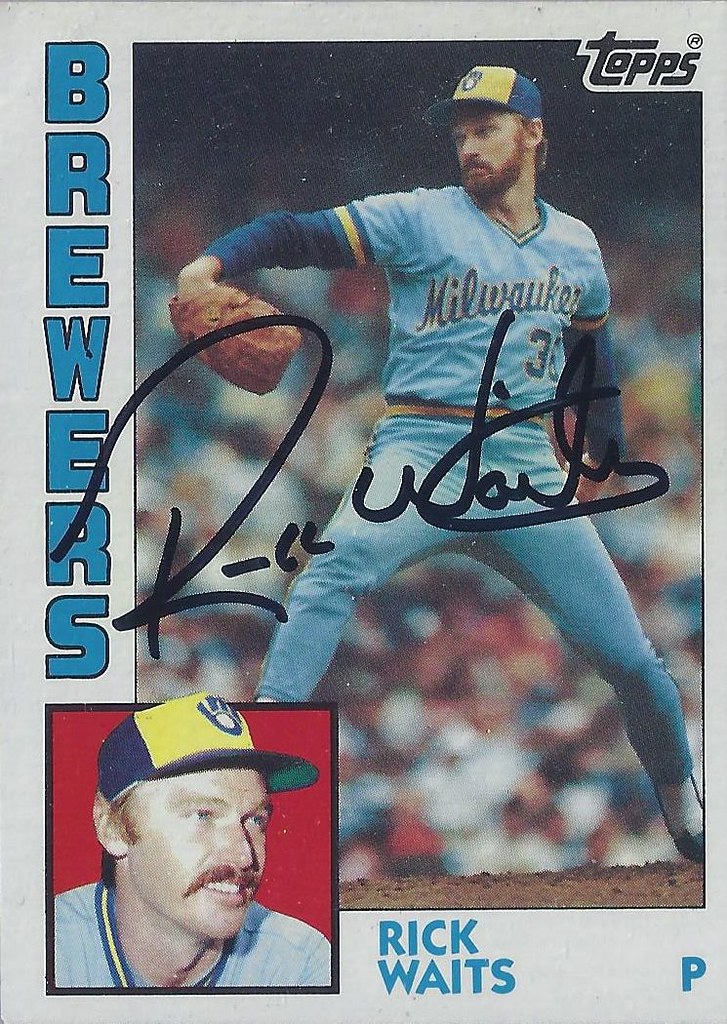 1984 Topps - Rick Waits #218 (Pitcher) - Autographed Baseball Card (Milwaukee Brewers)