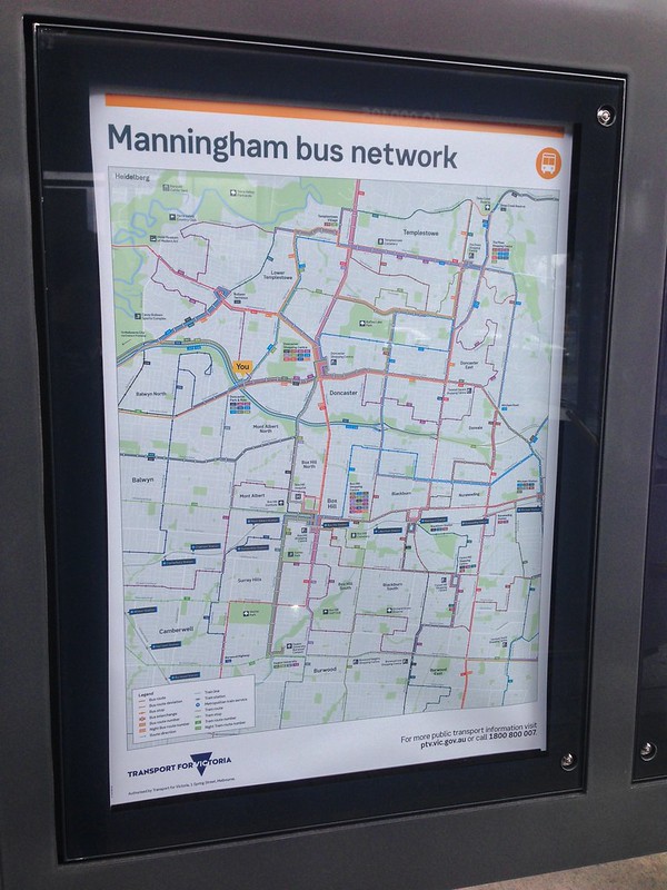 New Manningham bus network map at Doncaster Park and Ride