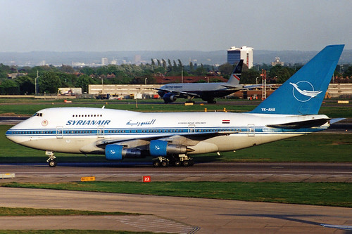 flugzeug flughafen aircraft airport airplane airline boeing 747 747sp syrianair ykaha lhr