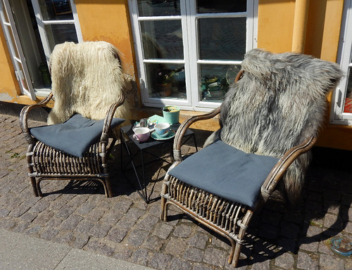 In Koge, Denmark the chairs have a goat-skin 'blankets' for added comfort