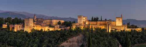 spain alhambra granada andalucia sunset night sunrise panorama historic nopeople horizontal clearsky holiday vacation beautiful christinephillips