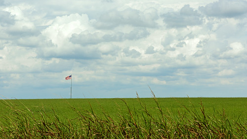 american clouds flag grass prairie sky