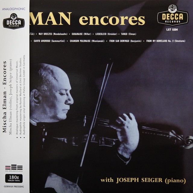 LXT 5304 Elamn Encores - Mischa Elman, Joseph Seiger - DECCA ( reissue )