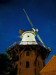Ebken's windmill with blue hour stars