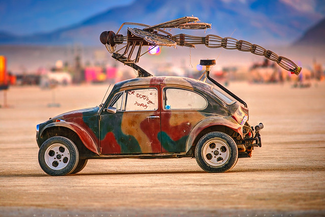 VW Bug  art car with Dragonfly, Burning Man 2018