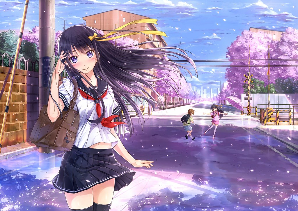 Non-anime] Anime Girl Renderlckiwi On Deviantart - Cute Anime School Girl -  (631x1267) Png Clipart Download