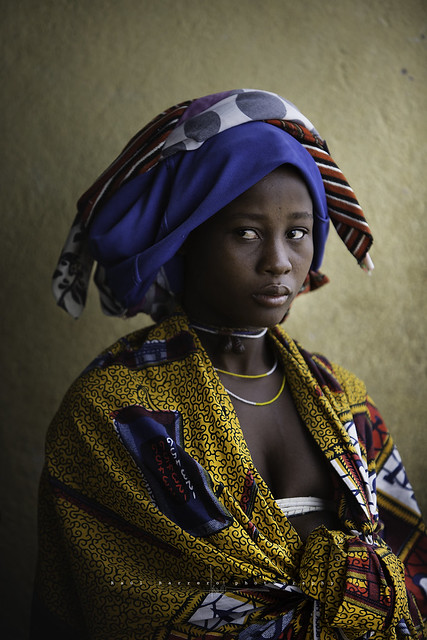 Mukubal girl around the market in Virei, Namibe. Angola.