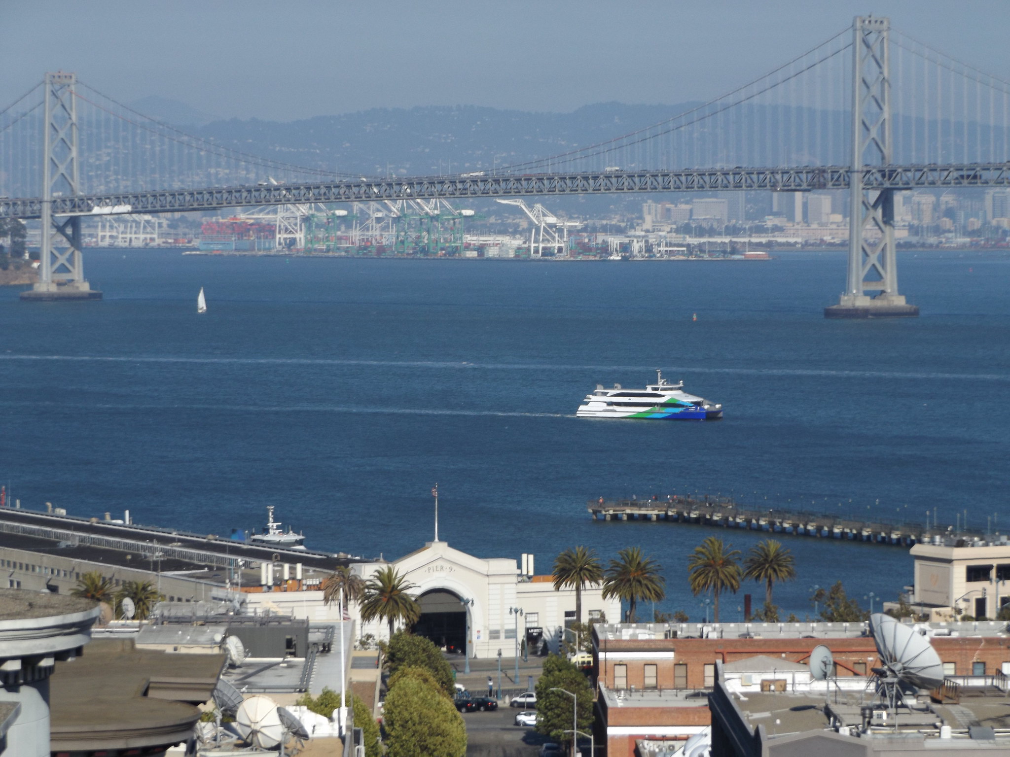 San Francisco Bay Bridge from Telegraph Hill, San Francisco, California, USA, 6 September 2018
