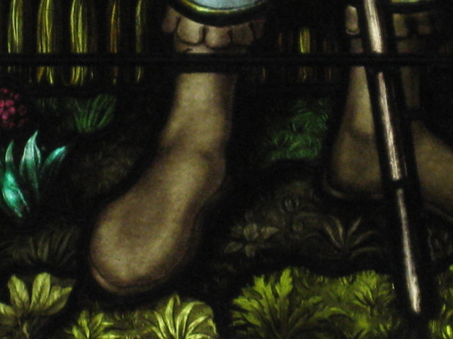 Detail of the William Major Olive Memorial Stained Glass Window of St Alban; St Mark the Evangelist Church of England - George Street, Fitzroy