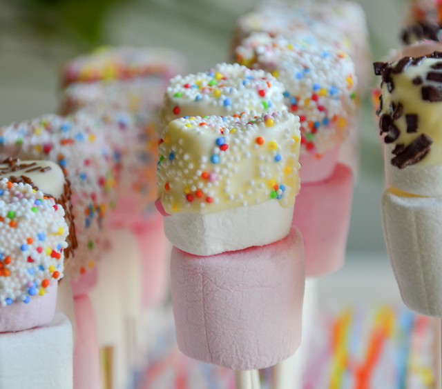 Marshmallows dipped in chocolate and topped with colorful sprinkles. For when you want to celebrate!