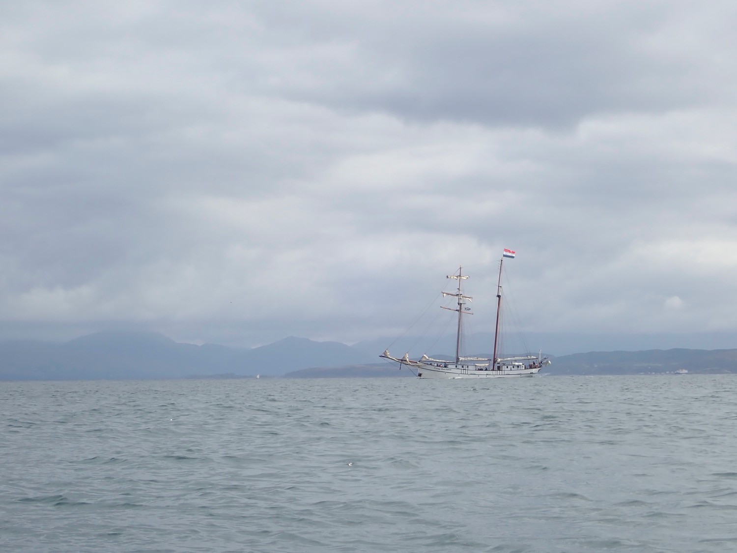 A tall ship, with no sails out