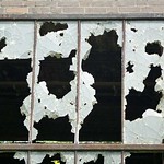 Zerbrochene Fenster auf dem Gelände der Kokerei Zollverein