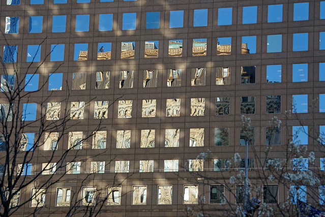 Reflection of 50 West Street Building at 200 Liberty Street - Downtown Manhattan