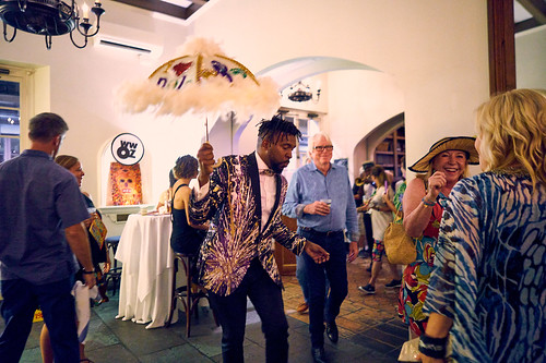 Second line dancer at the WWOZ Groove Gala on Sep. 6, 2018. Photo by Eli Mergel.