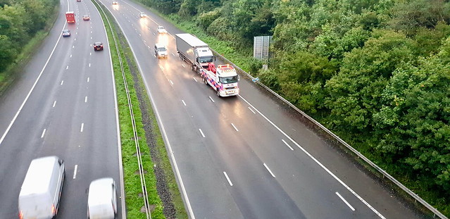 PN09JUC Towing Iveco Artic Looking Down From Footbridge