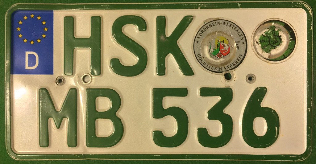 GERMANY,  HOCHSAUERLANDKREIS 2018---SMALL AGRICULTURAL TRACTOR PLATE