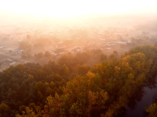 murowaniec aeb aerial air dji djiair drone fog forest hdr landscape mist sky sunrise tree