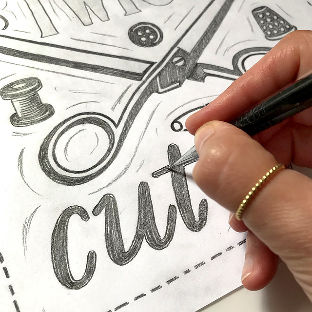 Lino cut lettering
