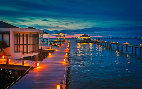 jetty pier waterfront dusk moored marina boat harbor riverbank reflection bay dock thailand bangsaray sunset