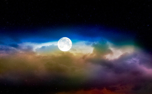 The moon and clouds ...