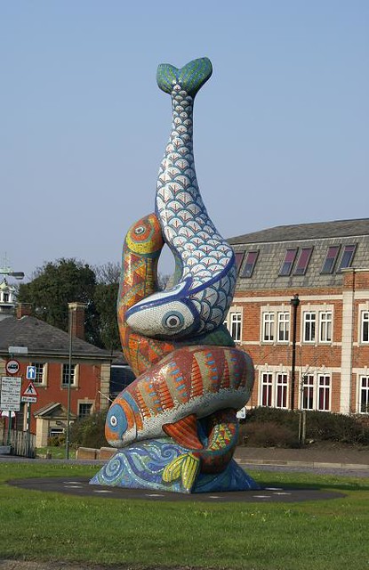 Erith Fish Sculpture in the Middle of Roundabout.