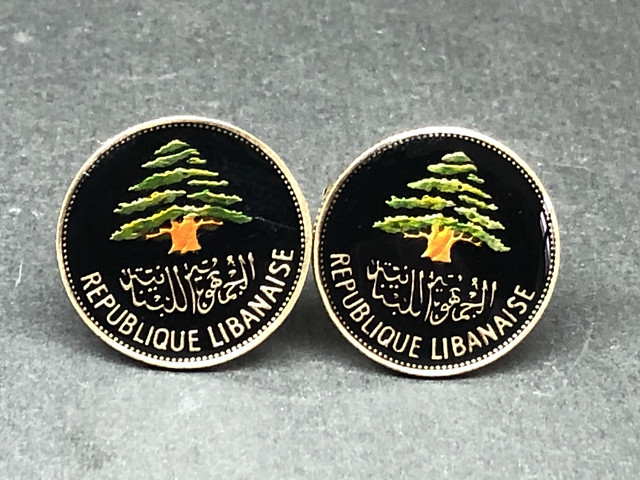 rhjuvgy  Lebanon coin cufflinks 25 piastres 23mm