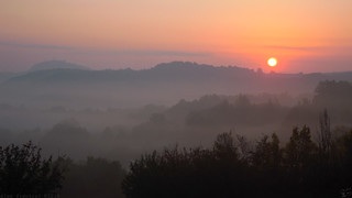 fog and sunrise