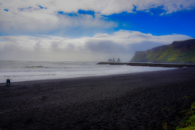 Reynisdrangar Sea stacks view - Black Sand Beach - Vik Iceland