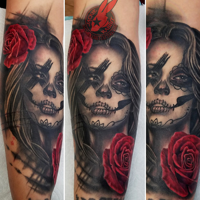 Skull Sleeve Tattoo Design for Women