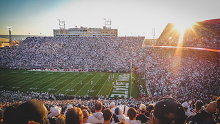 Sun sets during a Penn State foootball game at Beaver Stadium