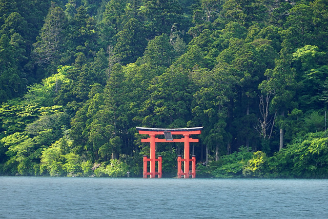 Le Torii dans le lac (Hakone, Japon)