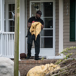 20180924-OSEC-LSC-0797 Toma Cartones, a paraprofessional who works as a counselor at a group home for disadvantaged children, said he considers his home “totaled,” as he slings an arm full of soaked carpets onto pile of moldy furniture and belongings on the side of the road, a road and neighborhood that was recently underwater when Hurricane Florence came through Duplin County, NC; now it is Monday, September 24, 2018, and he has only had a few days since seeing his home and neighborhood. Today, he is waiting for an insurance adjuster to arrive, but in the meantime, he and his neighbors take wagon load, after wagon load, of wet smelly soaked items to the roadside. This is repeated by all the homes piles along this stretch of roadway. Cartones’ house was inundated with water up to the level of mold seen on some living room and kitchen cabinet items. The entire subdivision and neighboring farmland were underwater for days. The flow of water meant that water only came up on one side the water came up to the doorknobs and window sills, but on the other side and on some outbuildings the water came up higher, completely submerged the shorter structures, or in the case of the garage, only the roof of the garage could be seen above the garage door that was pushed in by the water. Where a carport once stood in the backyard can now be seen in the distance, crumpled against a neighbors tree-line. In a storage building, he shows where the water pushed two tiding lawnmowers from onside of the build to the other. After the insurance adjuster does his work, Mr. Cartones will return to a cousin’s home where he is temporarily staying.  USDA photo by Lance Cheung.
