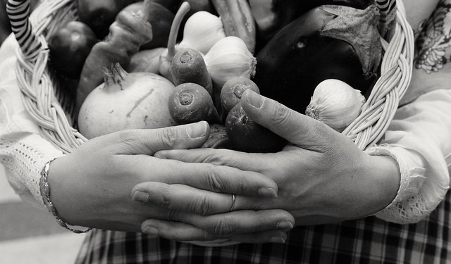 Manos y verduras. Hands and vegetables