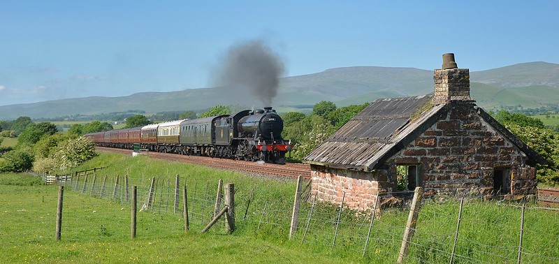 K4 61994 The Great Marquess approaches Keld with the southbound Fellsman of June 19th 2013.The p/way hut has seen been better days but I decided to include it as I was not expecting any exhaust !
Copyright David Price
No unauthorised use
