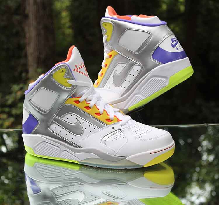 Nike Air Flight Lite High White Metallic Silver Hyper Grape 329984-100 Men\'s 12 Nike Air Flight Lite High White/Metallic Silver-Hyper Grape  main image 4