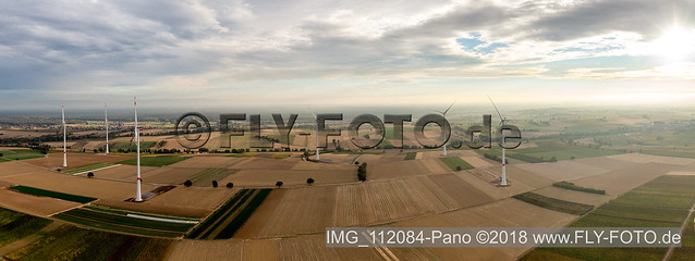 Freckenfeld, Windpark der EnBW - Windenergieanlage  mit  6 Windrädern - IMG_112084-Pano