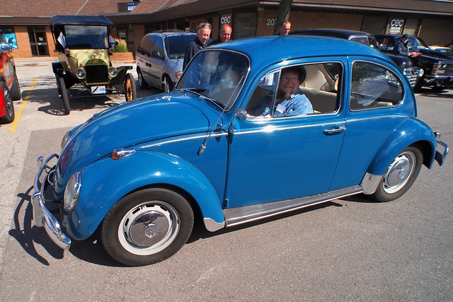 Blue car, blue shirt - 1960s VW Beetle - Mississauga, Ontario..