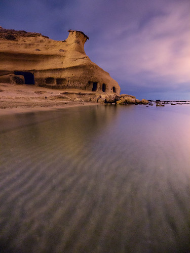 playa de los cocedores almeria andalucia murcia mar mediterraneo agua roca noche nocturna larga exposicion nubes soledad arena landscape paisaje natural naturaleza