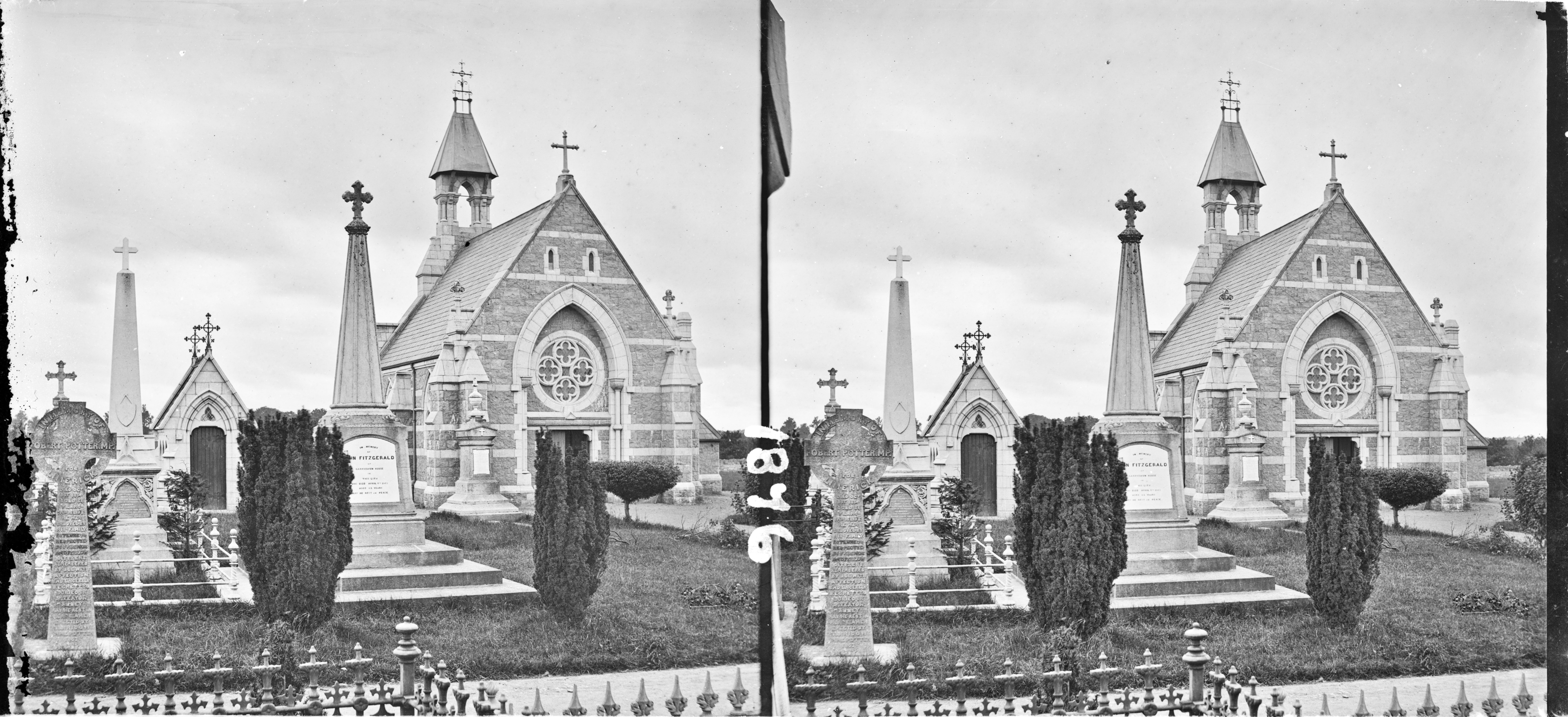 Graveyards, memorials of Robt. Potter MP for Limerick, Fitzgerald of Garryowen, etc. church in background, Limerick City, Co. Limerick