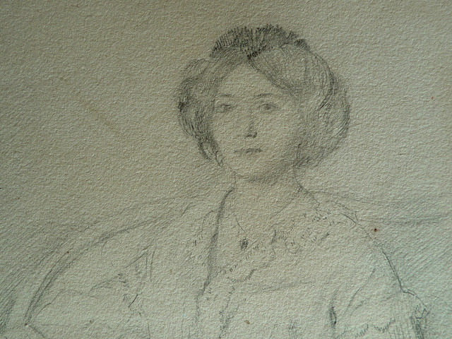 DEGAS Edgar,1860 - Madame Hertel assise sur un Canapé (Louvre RF29294) - Detail 23